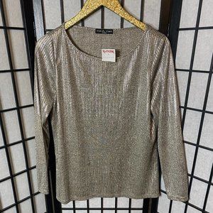 Women's Kim & Cami Gold Shimmer Shiny Blouse Size Medium NWT‎